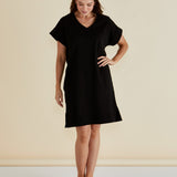 Elise V-Neck Rib Dress - Black