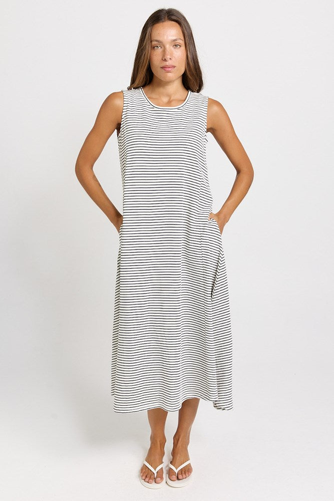 Sabrina Maxi Dress - Navy Stripe | Betty Basics