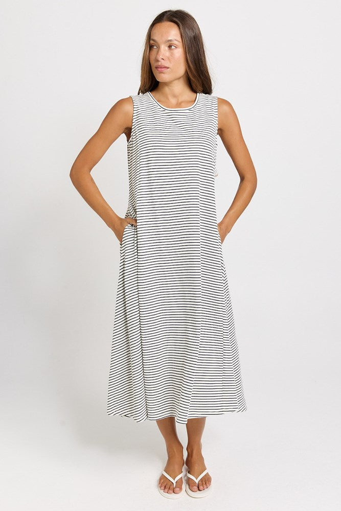 Sabrina Maxi Dress - Navy Stripe | Betty Basics