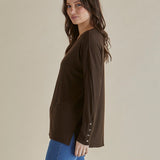 Hendrix Ribbed Long Sleeve Tee - Brown
