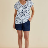 Ayla V-Neck Tee - Spot Print