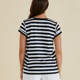 Caia Crew Tee - Blue/Black Stripe