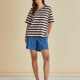 Relax Boxy Tee - Brown Stripe