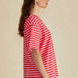 Relax Boxy Tee - Pink/Red Stripe