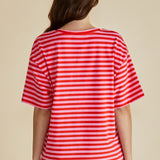Relax Boxy Tee - Pink/Red Stripe