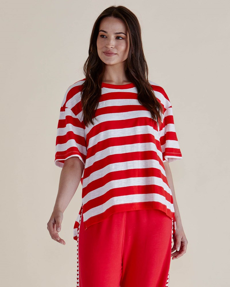Relax Boxy Tee - Red Stripe
