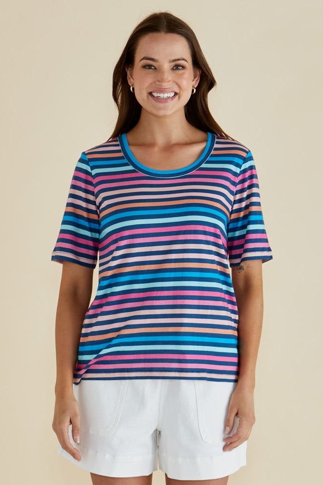 Riley Tee - Multi Stripe – Betty Basics | Everyday Women’s Clothing