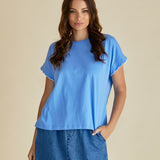 Sloane Scallop Tee - Cornflour Blue