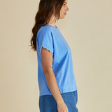 Sloane Scallop Tee - Cornflour Blue
