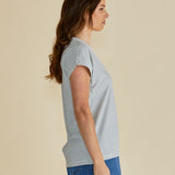 Tracy V-Neck Tee - Black/White Stripe