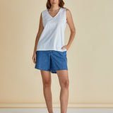 Trinity V-Neck Tank - White