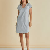 Daphne V-Neck Dress - Black/White Stripe