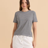 Cotton Slim Fit Tee - Black Stripe