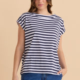 Beth Boatneck Tee - Navy Stripe