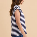 Beth Boatneck Tee - Navy Stripe