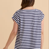 Beth Boatneck Tee - Navy Stripe