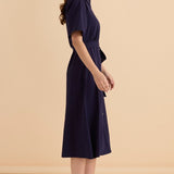 Rosalie Jersey Shirt Dress - Navy