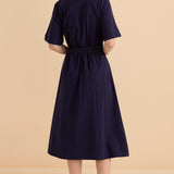 Rosalie Jersey Shirt Dress - Navy