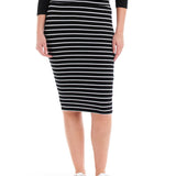 Alicia Midi Skirt - Black / White Stripe