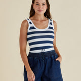 Emma Scoop Tank - Navy Bold Stripe