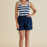 Emma Scoop Tank - Navy Bold Stripe