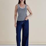 Emma Scoop Tank - Navy Stripe