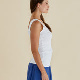 Emma Scoop Tank - White