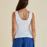 Emma Scoop Tank - White