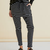 Jade Drop-Crotch Pants - Black / White Stripe
