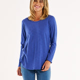 Megan Long Sleeve Top - Ocean Blue
