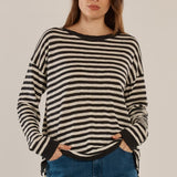 Natasha Knit Top - Black/Off-White Stripe