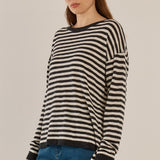 Natasha Knit Top - Black/Off-White Stripe