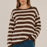 Natasha Knit Top - Brown Stripe