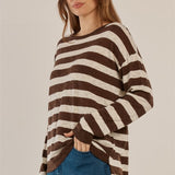 Natasha Knit Top - Brown Stripe