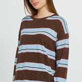 Natasha Knit Top - Chocolate/Blue/Pink Stripe
