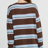 Natasha Knit Top - Chocolate/Blue/Pink Stripe