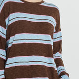 Natasha Knit Top - Chocolate/Blue/Pink Stripe