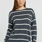 Natasha Knit Top - Charcoal Stripe