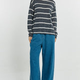Natasha Knit Top - Charcoal Stripe