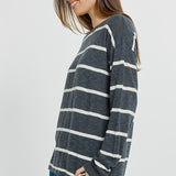 Natasha Knit Top - Charcoal Stripe
