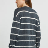 Natasha Knit Top - Charcoal Stripe