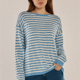 Natasha Knit Top - Cornflower Blue Stripe