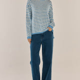 Natasha Knit Top - Cornflower Blue Stripe