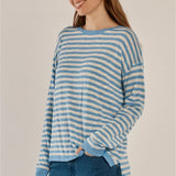 Natasha Knit Top - Cornflower Blue Stripe