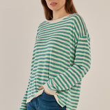 Natasha Knit Top - Lime Stripe