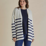 Emy Cardigan - White/Blue Stripe