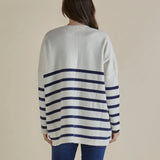 Emy Cardigan - White/Blue Stripe