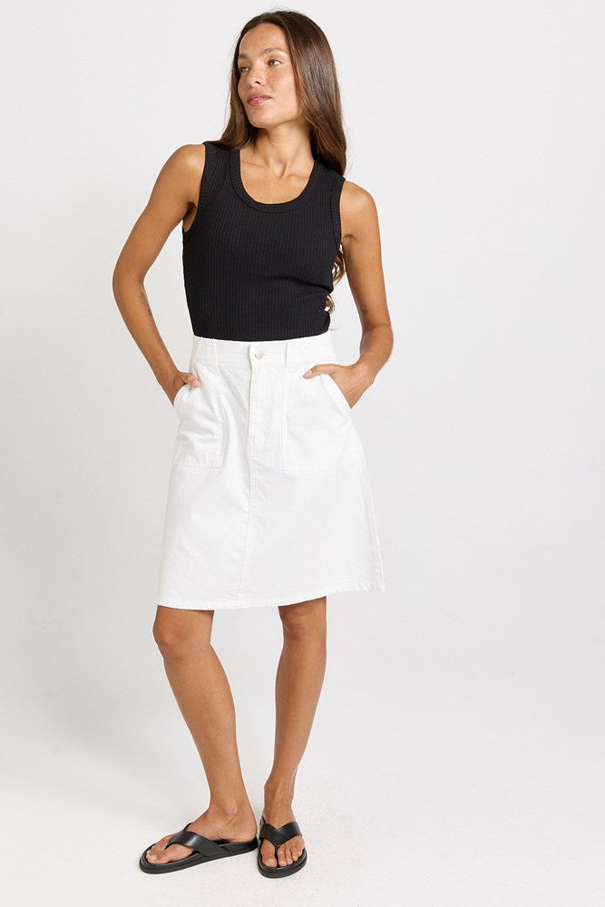 Aida Denim Skirt - White | Betty Basics