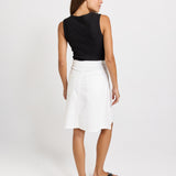 Aida A-Line Denim Skirt - White