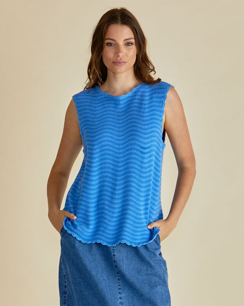 Aviva Tank - Blue Stripe